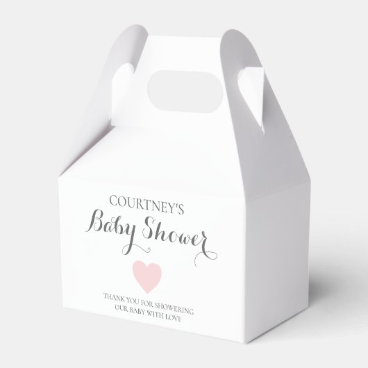 Cute Simple Heart Girl Pink Baby shower Bedankdoosjes (Voorkant Zijde)