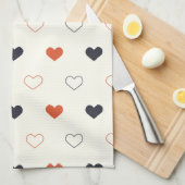 Cute Simple Heart Naadloos Patroon  Theedoek (Quarter Fold)