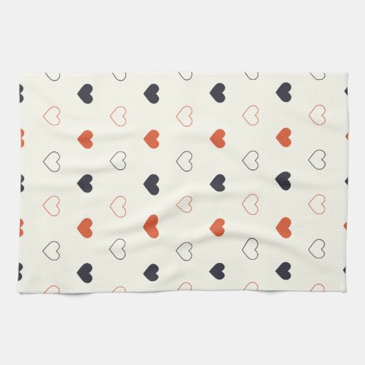 Cute Simple Heart Naadloos Patroon  Theedoek (Horizontaal)