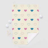Cute Simple Heart Pattern blauw roze crème Golfhanddoek (Insitu)