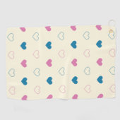 Cute Simple Heart Pattern blauw roze crème Golfhanddoek (Horizontaal)