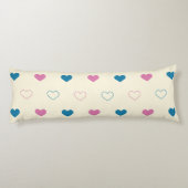 Cute Simple Heart Pattern blauw roze crème Lichaamskussen (Achterkant)