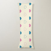 Cute Simple Heart Pattern blauw roze crème Lichaamskussen (Voorkant Verticaal)