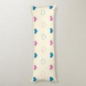 Cute Simple Heart Pattern blauw roze crème Lichaamskussen (Achterkant (Verticaal))