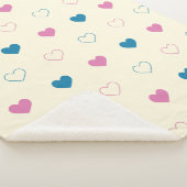 Cute Simple Heart Pattern blauw roze crème Sherpa Deken (3/4)