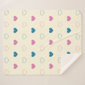 Cute Simple Heart Pattern blauw roze crème Sherpa Deken (Voorkant (horizontaal))
