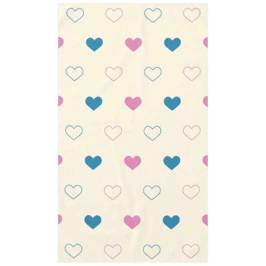 Cute Simple Heart Pattern blauw roze crème Tafelkleed (Voorkant)