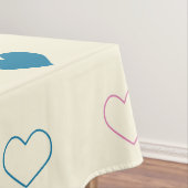 Cute Simple Heart Pattern blauw roze crème Tafelkleed (Voorbeeld)