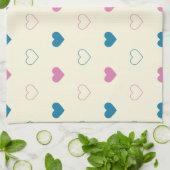 Cute Simple Heart Pattern blauw roze crème Theedoek (Gevouwen)