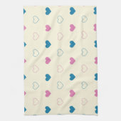 Cute Simple Heart Pattern blauw roze crème Theedoek (Verticaal)