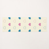 Cute Simple Heart Pattern blauw roze crème Yogamat (Achterkant (horizontaal))
