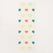 Cute Simple Heart Pattern blauw roze crème Yogamat (Achterkant)