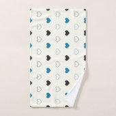 Cute Simple Heart Pattern blauw zwart crème Bad Handdoek (Handdoek)