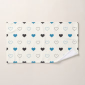 Cute Simple Heart Pattern blauw zwart crème Bad Handdoek (Handdoek)