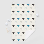 Cute Simple Heart Pattern blauw zwart crème Golfhanddoek (Insitu)