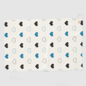 Cute Simple Heart Pattern blauw zwart crème Golfhanddoek (Horizontaal)