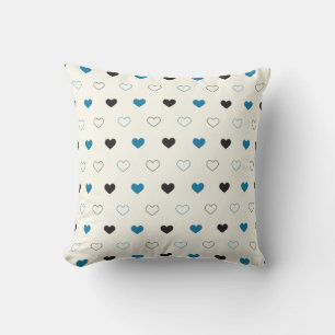Cute Simple Heart Pattern blauw zwart crème Kussen