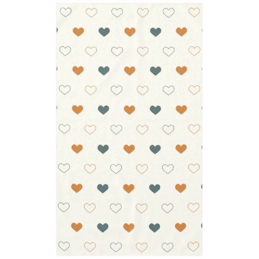 Cute Simple Heart Pattern Orange Cream Green Tafelkleed (Voorkant)