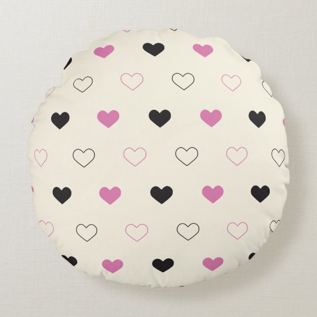Cute Simple Heart Pattern Rond Kussen (Voorkant)