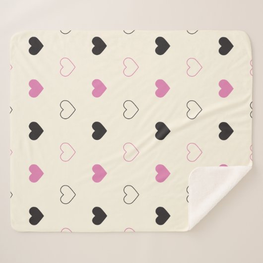 Cute Simple Heart Pattern Sherpa Deken (Voorkant (horizontaal))
