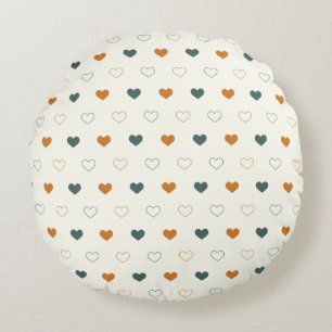 Cute Simple Heart Pattern Sinaas Oranje Groen Rond Kussen