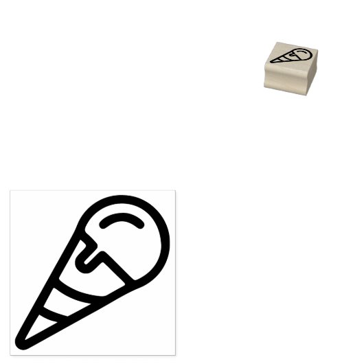 Cute Simple Ice Cream Cone Illustration Mini Rubberstempel (Gestempeld)