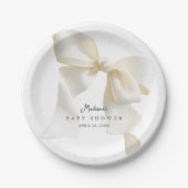 Cute Simple Ivory Bow Baby Shower Papieren Bordje (Voorkant)