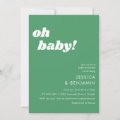 Cute Simple Kelly Green Modern Oh Baby shower Kaart (Voorkant)