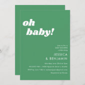 Cute Simple Kelly Green Modern Oh Baby shower Kaart (Voorkant / Achterkant)