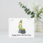 Cute Simple Leprechaun St. Patrick's Day Green Briefkaart (Staand voorkant)