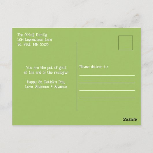 Cute Simple Leprechaun St. Patrick's Day Green Briefkaart (Achterkant)