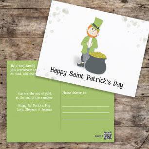Cute Simple Leprechaun St. Patrick's Day Green Briefkaart