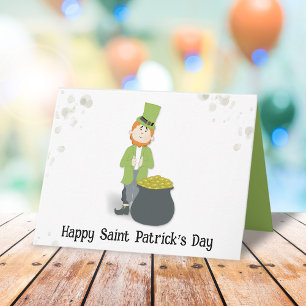 Cute Simple Leprechaun St. Patrick's Day Green Kaart