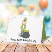 Cute Simple Leprechaun St. Patrick's Day Green Kaart