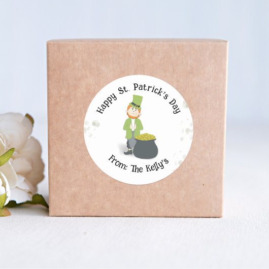Cute Simple Leprechaun St. Patrick's Day Green Ronde Sticker