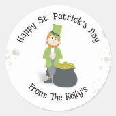 Cute Simple Leprechaun St. Patrick's Day Green Ronde Sticker (Voorkant)