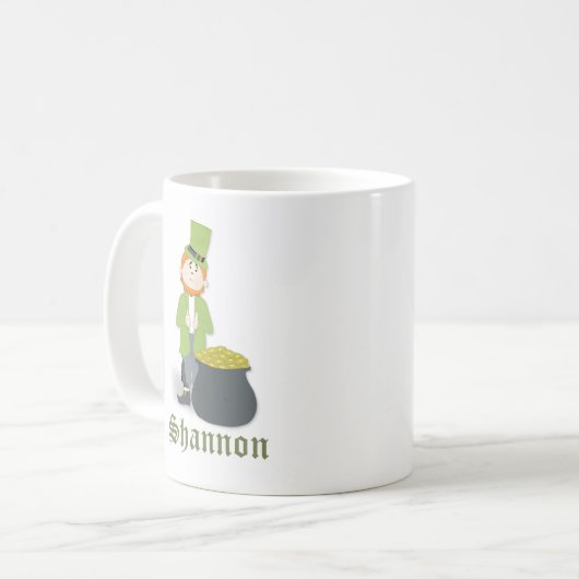 Cute Simple Leprechaun St. Patrick's Day Whimsical Koffiemok (Voorkant links)