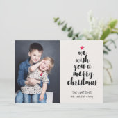 Cute Simple Modern Bedrukte Kerstboom Foto Feestdagenkaart (Staand voorkant)