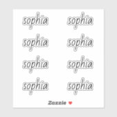 Cute Simple Modern Typography Name Sticker (Vel)