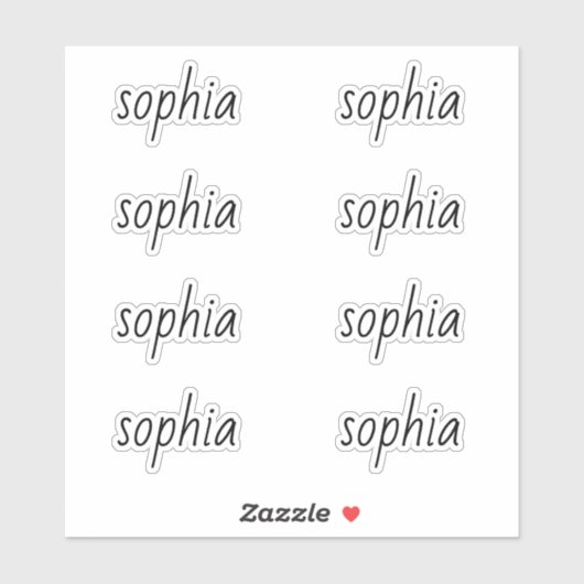 Cute Simple Modern Typography Name Sticker (Vel)