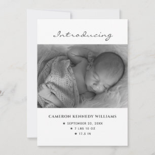 Cute Simple Newborn Custom Photo Hallo Baby Birth Aankondiging