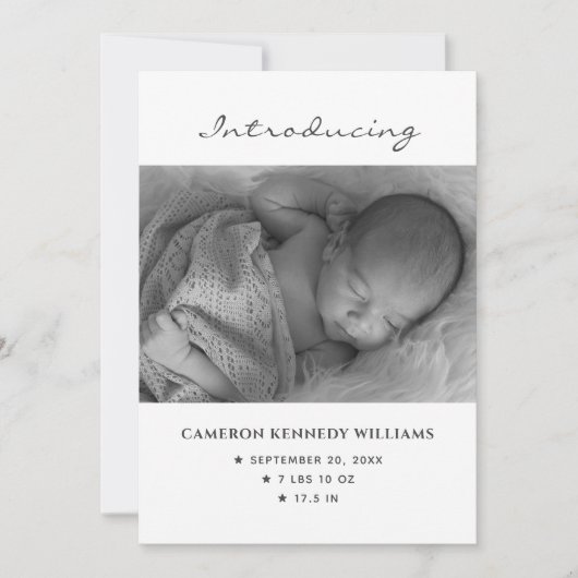 Cute Simple Newborn Custom Photo Hallo Baby Birth Aankondiging (Voorkant)