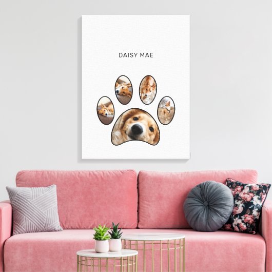 Cute Simple Paw Print Custom Pet Photo Collage (Insitu (Woonkamer))
