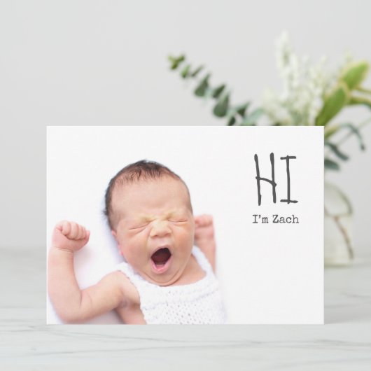 Cute Simple Photo Baby Birth Notice Aankondiging (Staand voorkant)