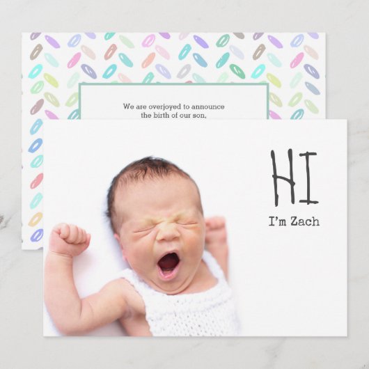 Cute Simple Photo Baby Birth Notice Aankondiging (Voorkant / Achterkant)
