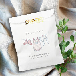 Cute Simple Pink Baby Girl Clothesline Baby shower Bedankzakje