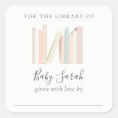 Cute Simple Pink Girl Bookplate Baby shower Vierkante Sticker (Voorkant)