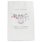 Cute Simple Pink Girl Clothesline Baby shower Medium Cadeauzakje (Voorkant)