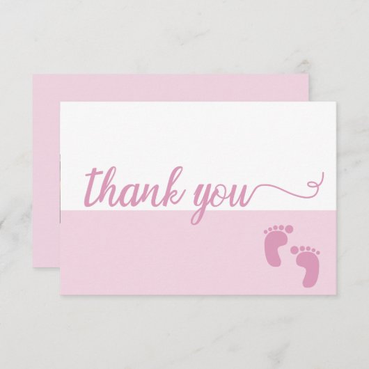 Cute Simple Pink Script Baby douche Bedankkaart (Voorkant / Achterkant)