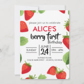 Cute Simple Red Berry Sweet Birthday Invitation Kaart (Voorkant)